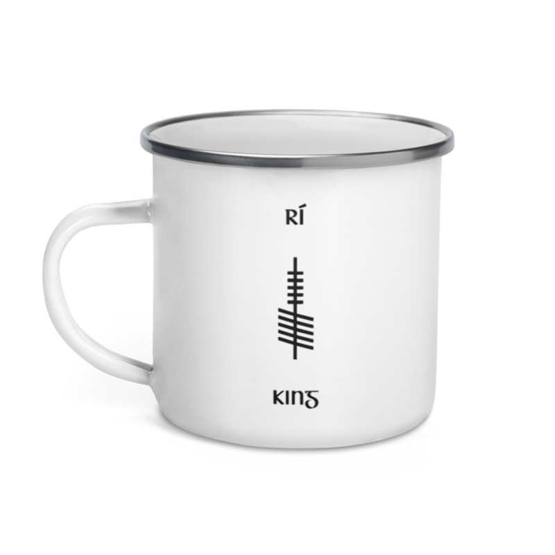 Ogham Enamel Mug "Rí–King"