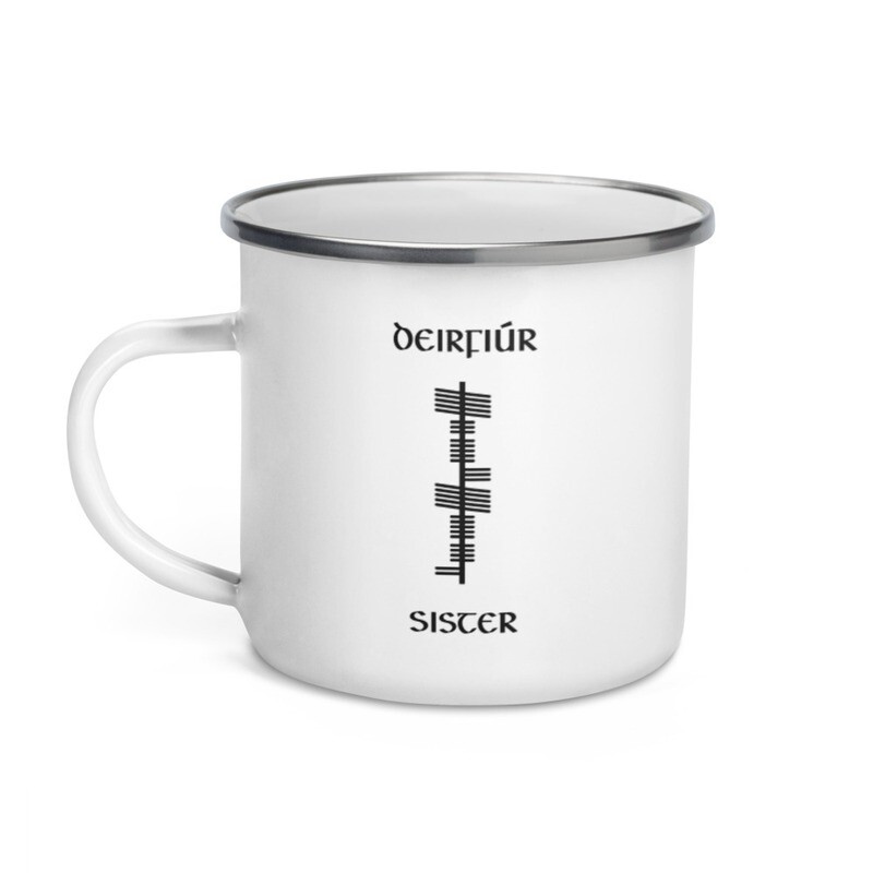 Ogham Enamel Mug "Deirfiúr–Sister"