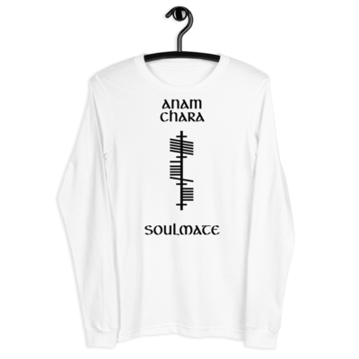 Ogham "Anam Chara–Soulmate" | White Unisex Long Sleeve Tee