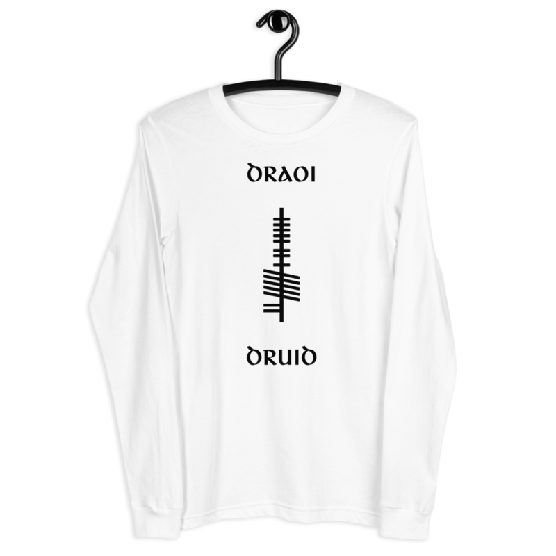 Ogham "Draoi–Druid" | White Unisex Long Sleeve Tee
