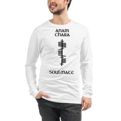 Ogham "Anam Chara–Soulmate" | White Unisex Long Sleeve Tee