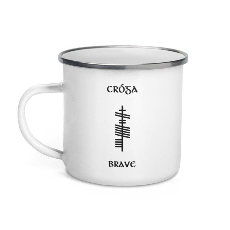 Ogham Enamel Mug "Cróga–Brave"
