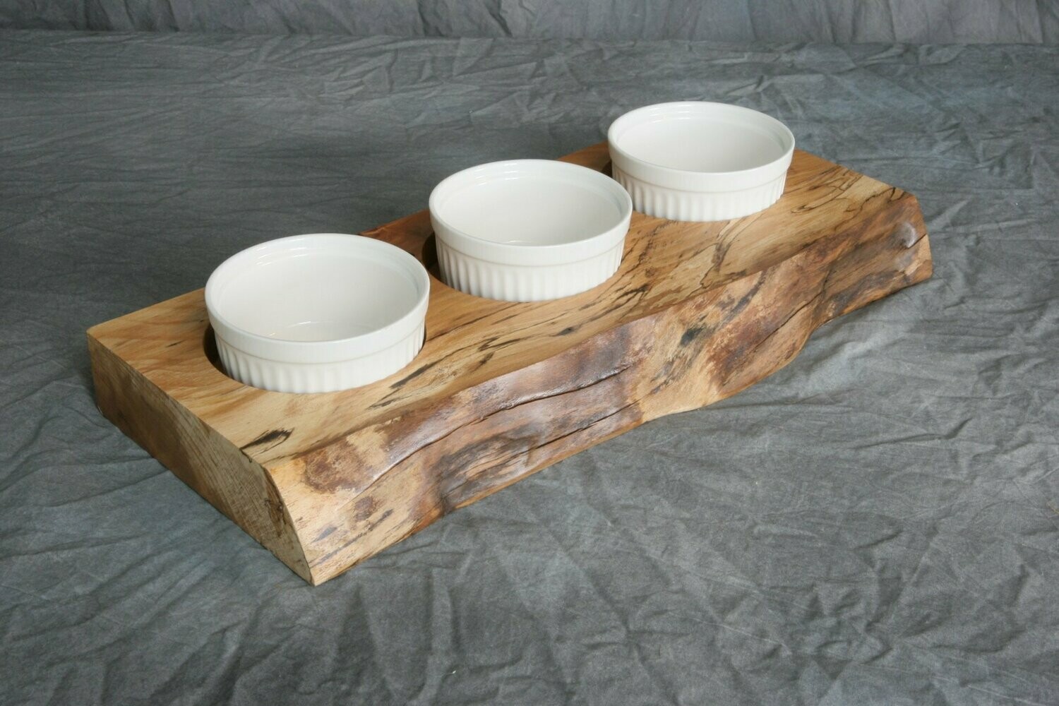 Live Edge 3 Holed Ramekin Serving Rack (ramekins included)