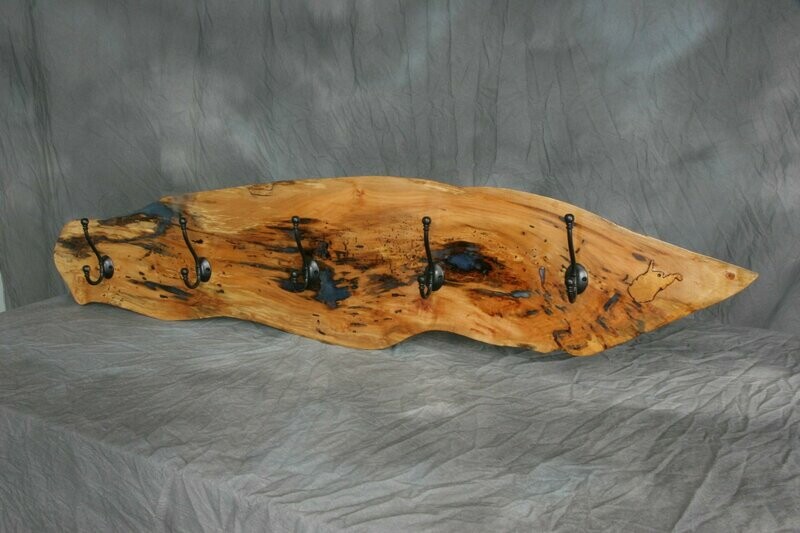 Live Edge Coat Rack  5-6 Hooks