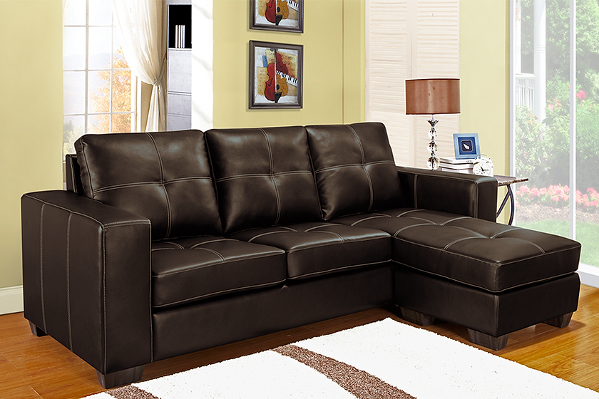Sofa SECTIONNEL en cuir brossé BRUN -Réversible ITEM : I-9356