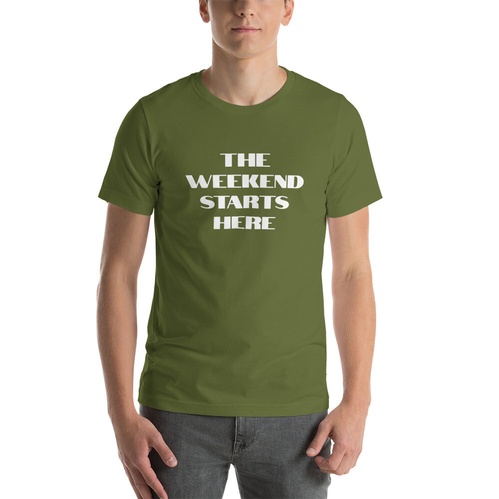 The Weekend Starts Here Text Tee (Various Colors)