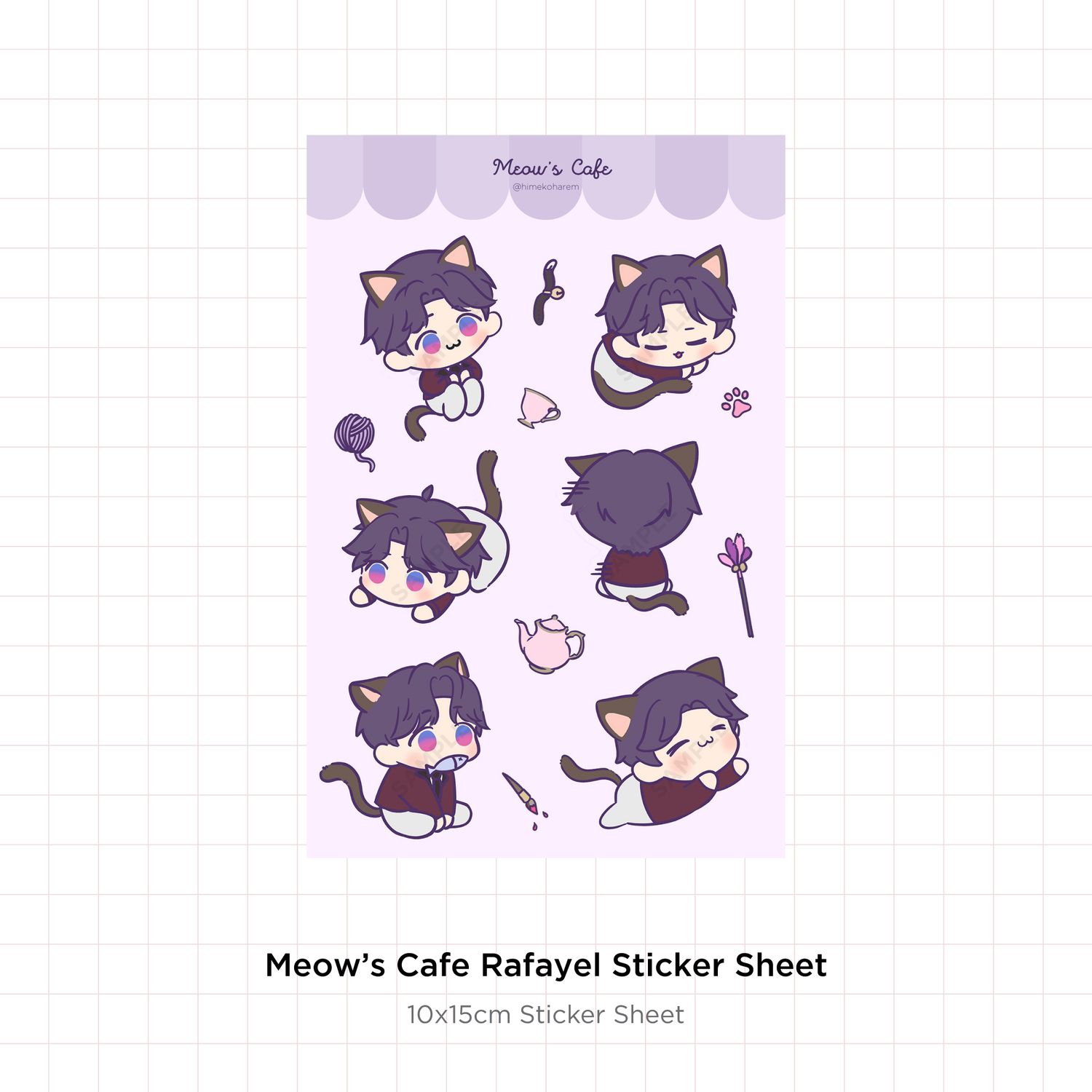 Meow&#39;s Cafe Sticker Sheet Rafayel