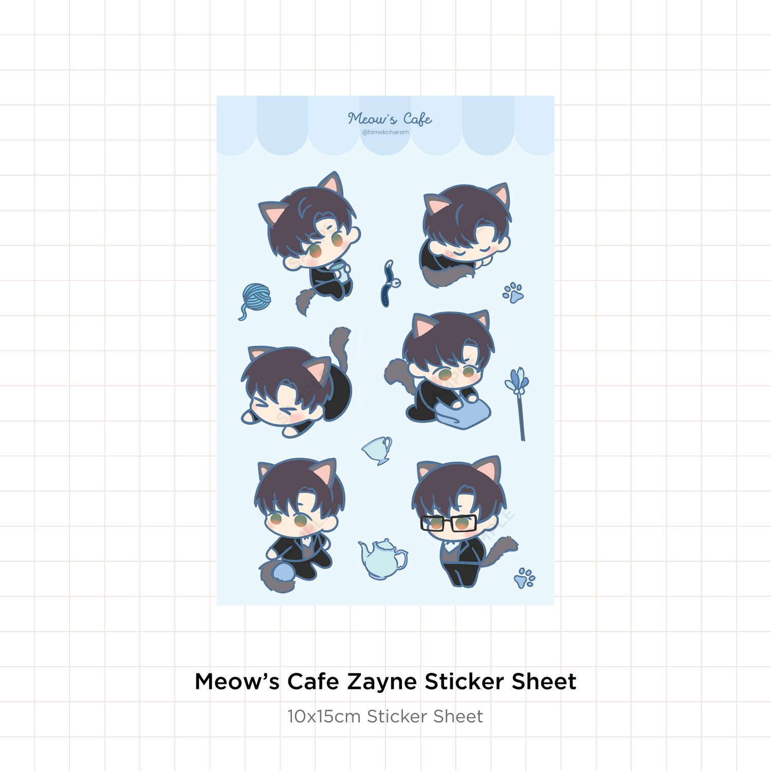 Meow&#39;s Cafe Sticker Sheet Zayne