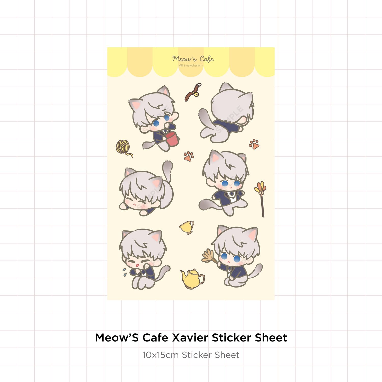 Meow&#39;s Cafe Sticker Sheet Xavier