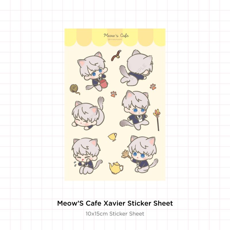 Meow&#39;s Cafe Sticker Sheet Xavier
