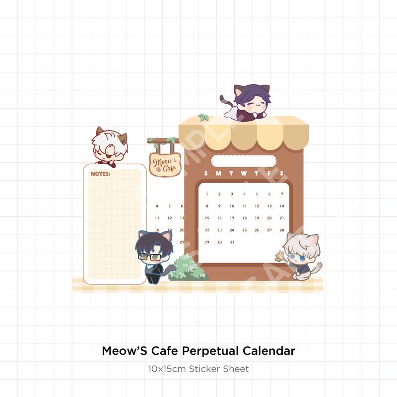 Meow Cafe Perpetual Calendar