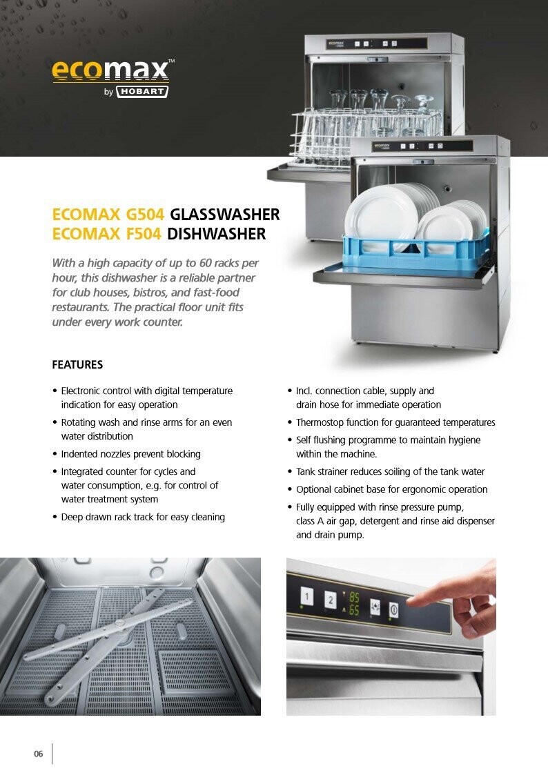 Hobart Commercial UnderCounter Dishwasher 500mm