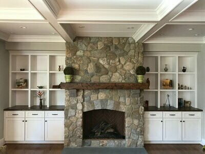 Knotty Alder Mantel with Hewn Finish