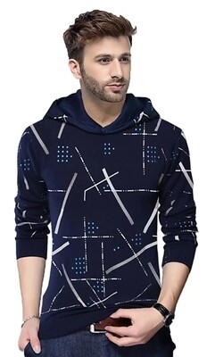 Tripr Abstrach men hooded neck Blue T-Shirt