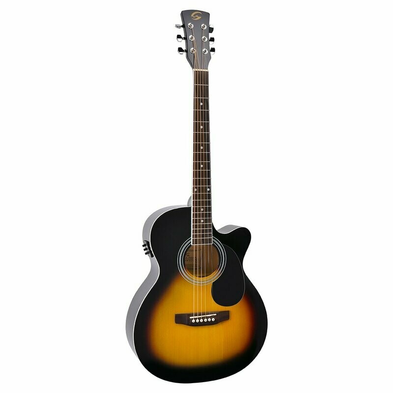 YELLOWSTONE-MJCE-SB
Mini jumbo cutaway acoustic guitar with spruce top and preamp
