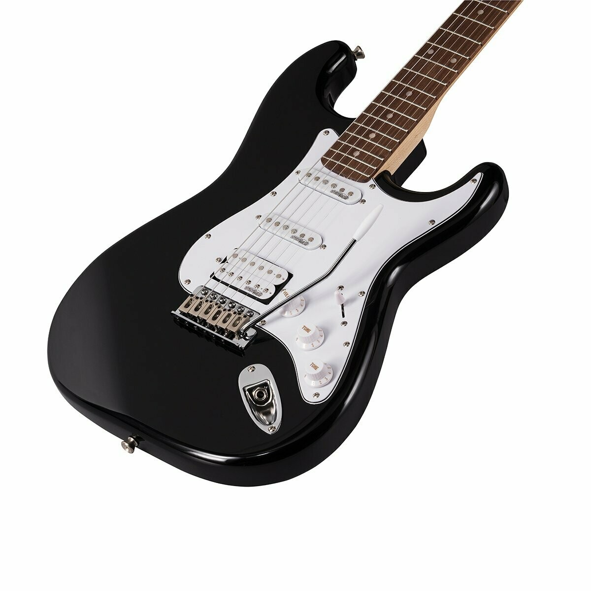 RIDER-PRO-RSH BK
Double cutaway electric guitar with 2 single coils + splittable humbucker and self-locking tuners (Wilkinson equipped, eco-rosewood fretboard)