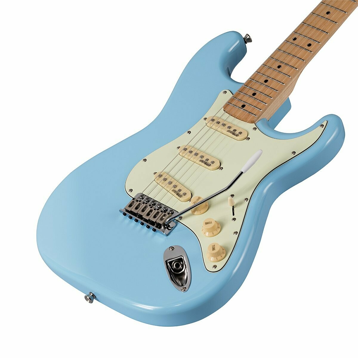 RIDER-RETRO-M DB
Double cutaway electric guitar with 3 single coils and vintage tuners (Wilkinson equipped, maple fretboard)
