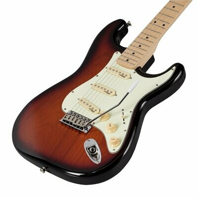 RIDER-RETRO-M TSB
Double cutaway electric guitar with 3 single coils and vintage tuners (Wilkinson equipped, maple fretboard)