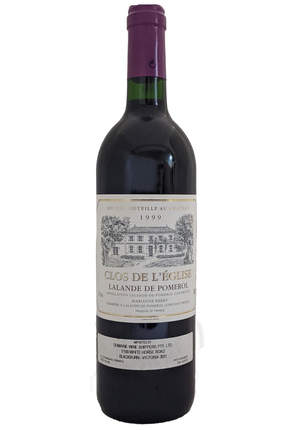 Chateau Clos de l&#39;Eglise Lalande de Pomerol 1999 750ml
