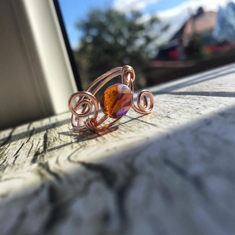 Iridescent Rose Gold Swirl ring