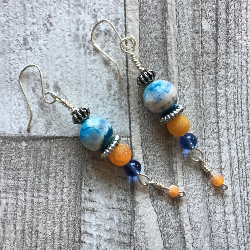 Mediterranean inspired Silver Plated earrings