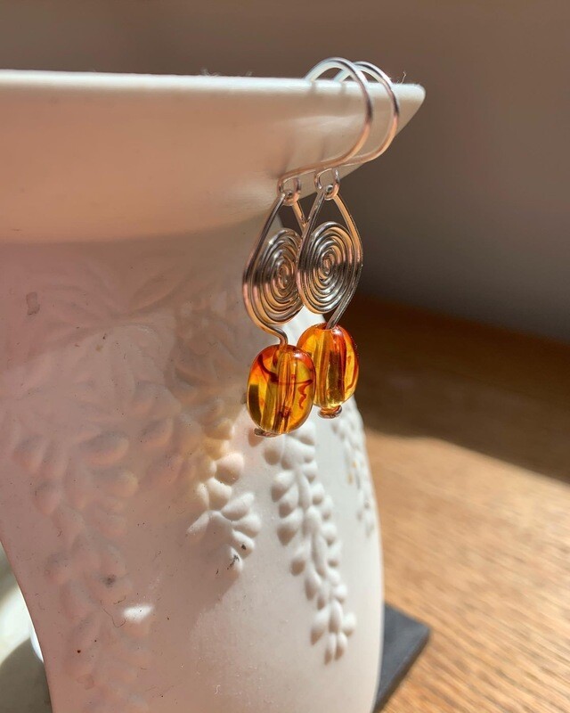 Amber swirl earrings