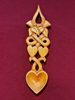 Daffodil, Celtic knot and Two hearts Lovespoon