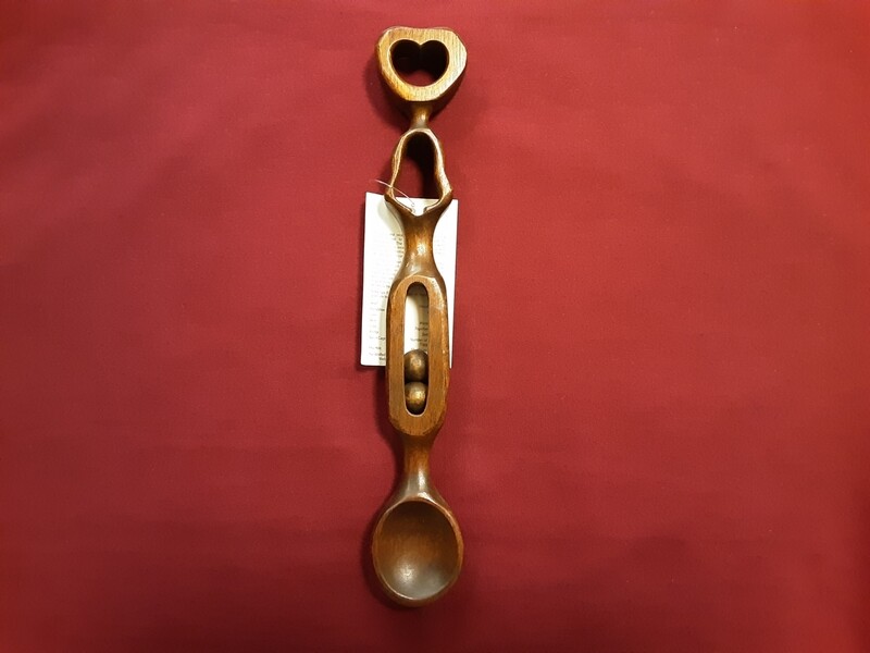 Heart, bells and balls in cage Lovespoon