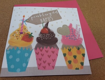 Penblwydd Hapus cupcake card