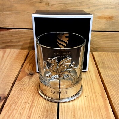 Welsh dragon pewter whiskey glass