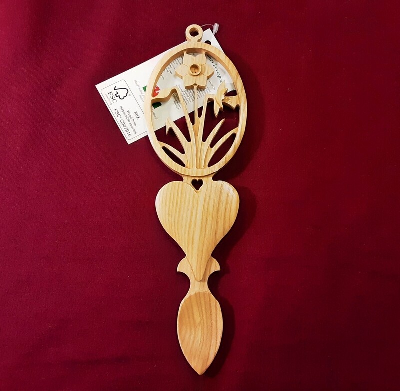 Daffodil/heart lovespoon light wood