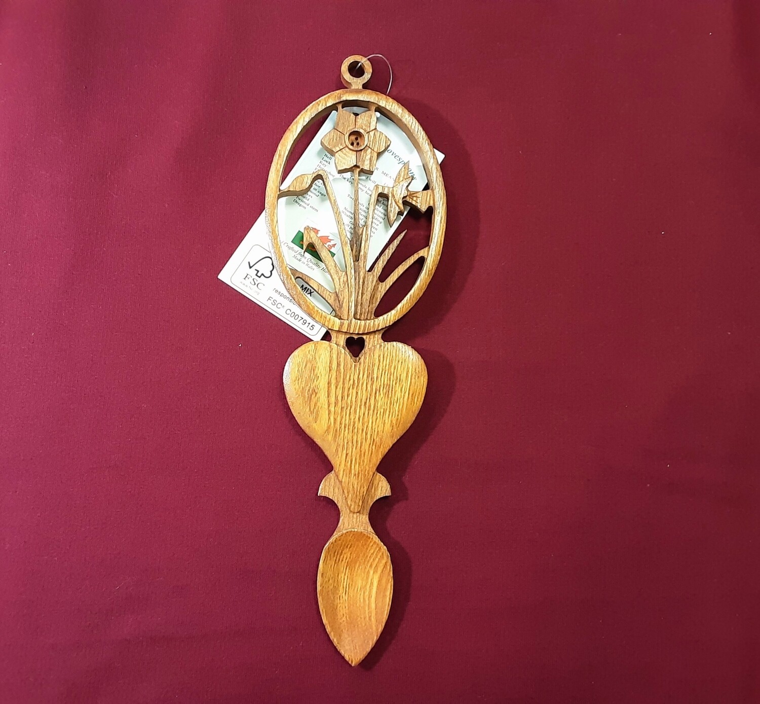 Daffodil/ heart lovespoon Dark wood grain