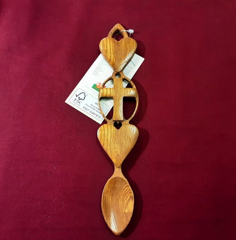 HC1 Cross/double hearts dark wood