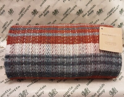 Rust/blue recycled Welsh throw