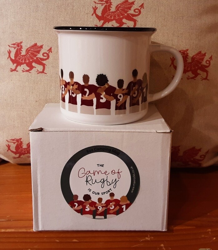Game of rugby camping mug