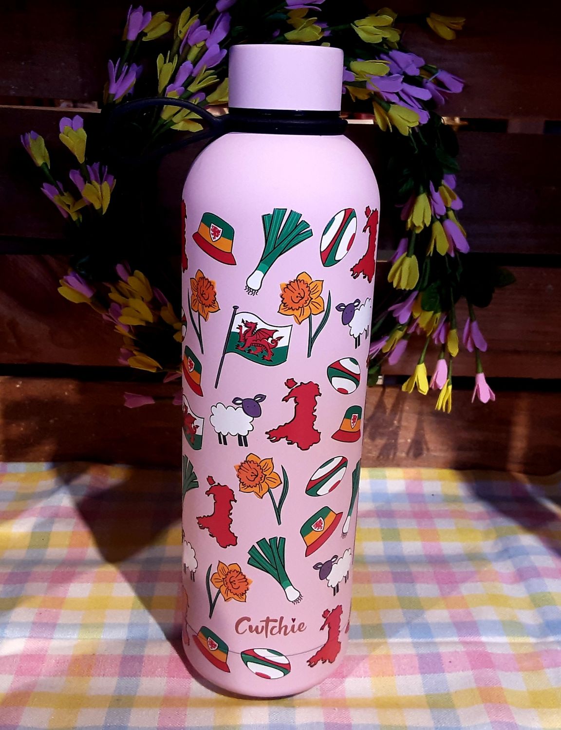 Pink Welsh thermal bottle