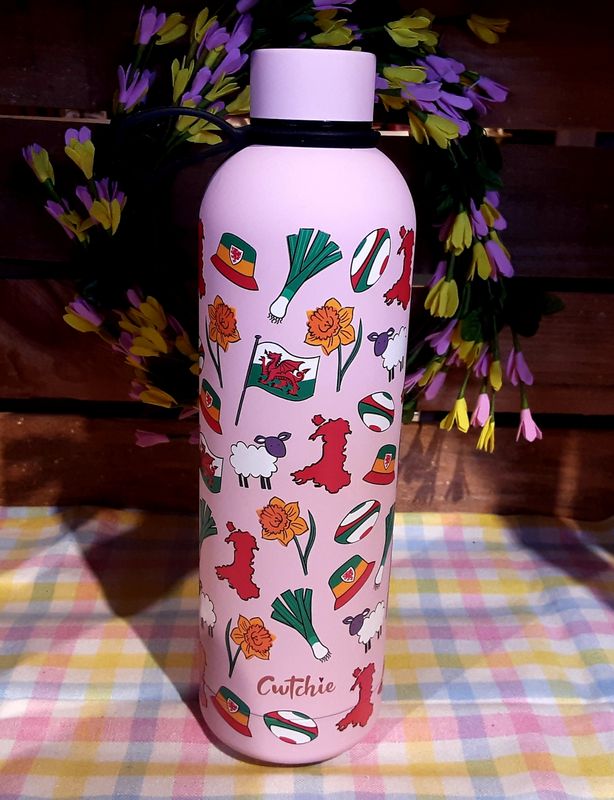 Pink Welsh thermal bottle