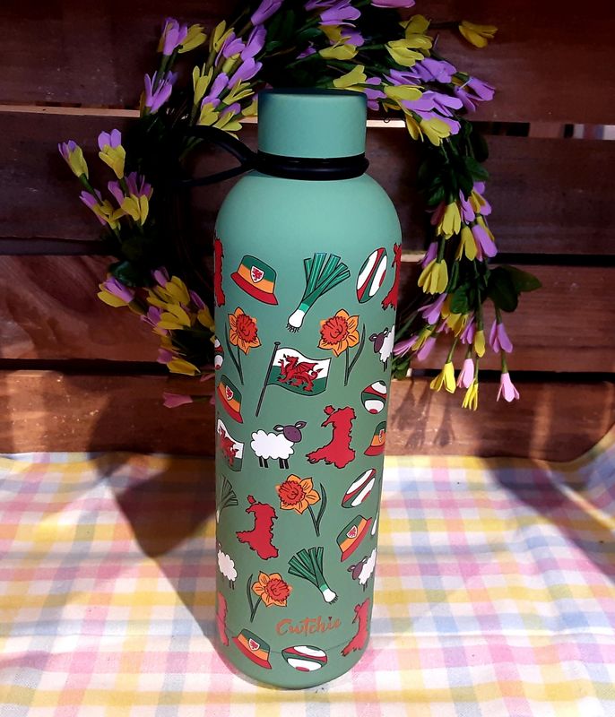 Green Welsh thermal bottle