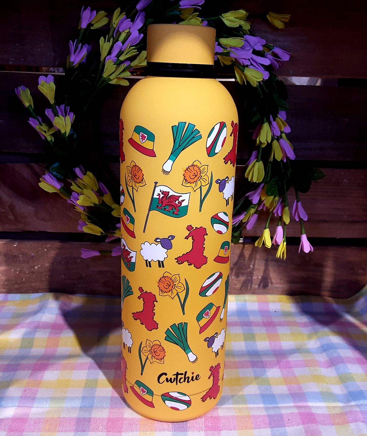 Yellow Welsh thermal bottle
