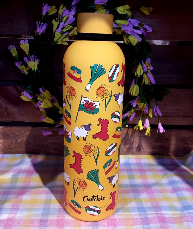 Yellow Welsh thermal bottle