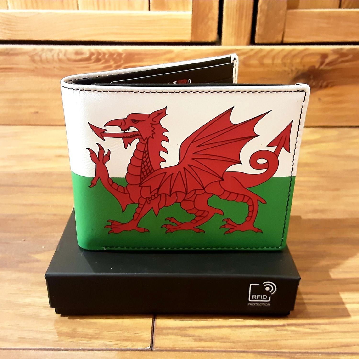 Welsh flag leather wallet