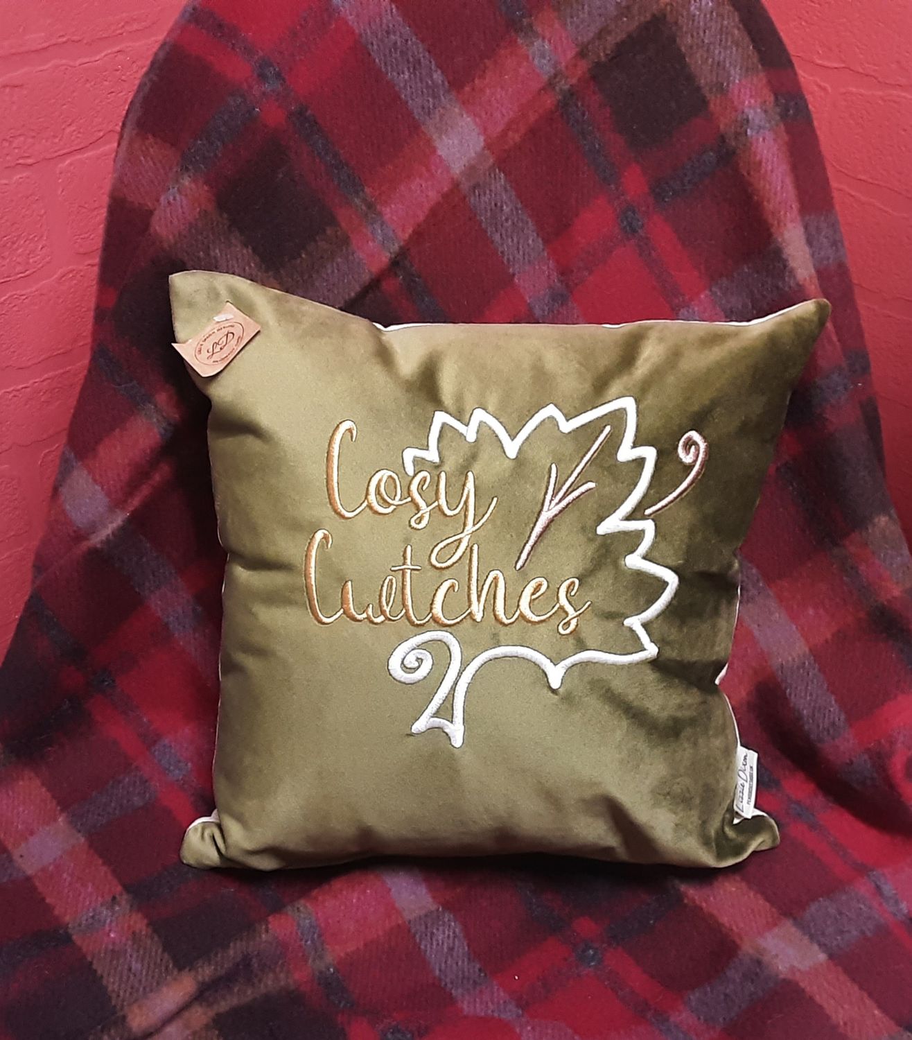 Cosy Cwtches velvet cushion