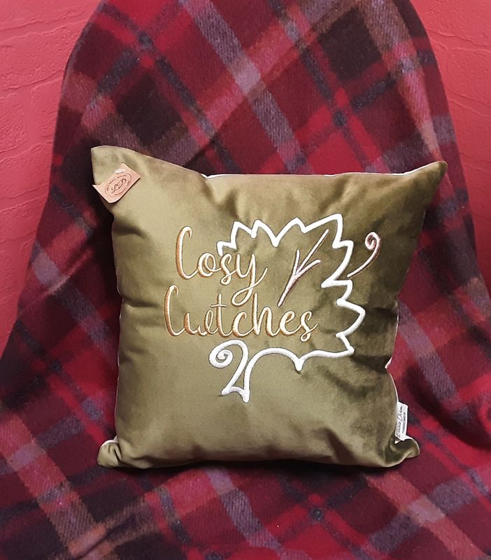 Cosy Cwtches velvet cushion