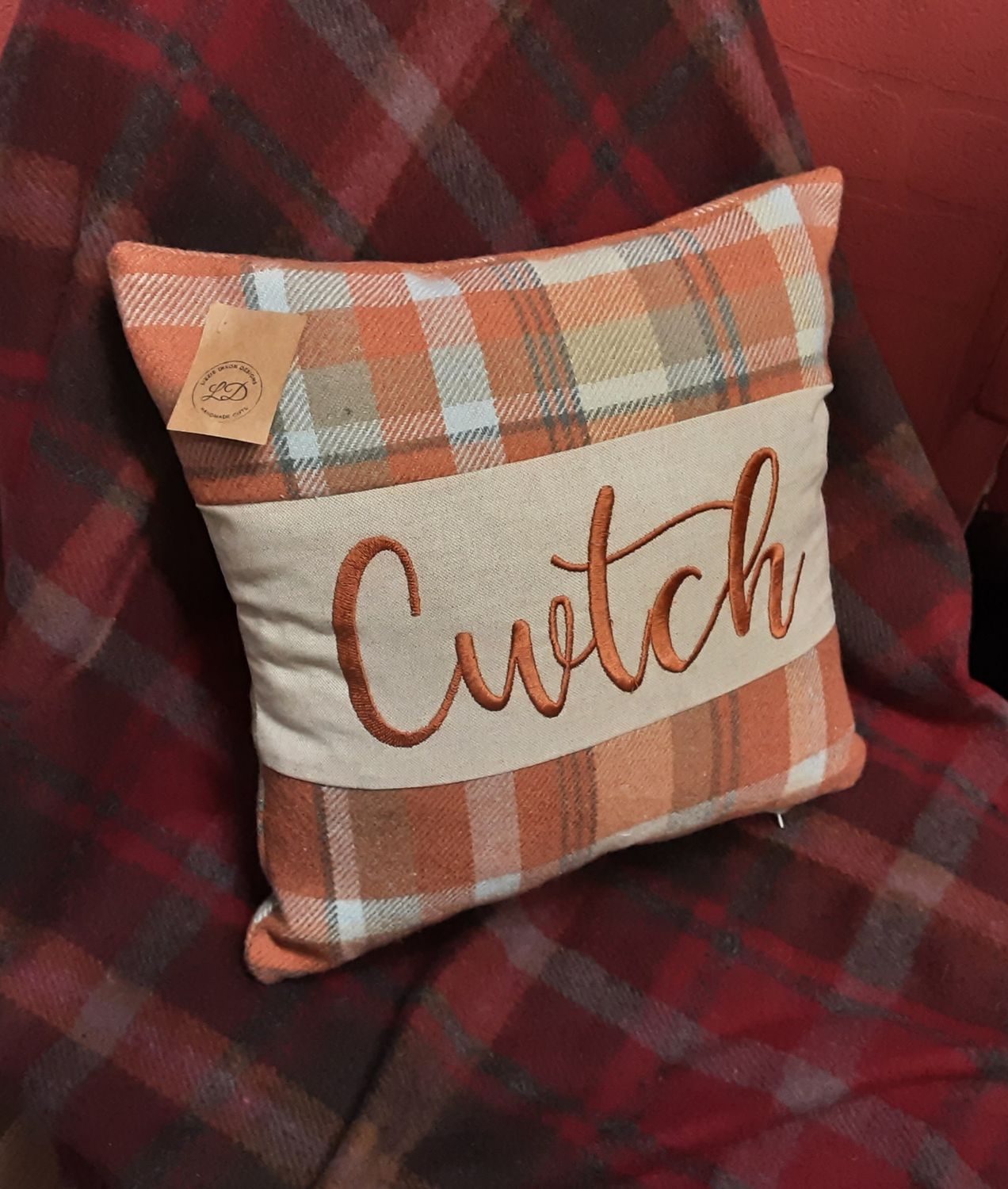 Pumpkin check Cwtch cushion