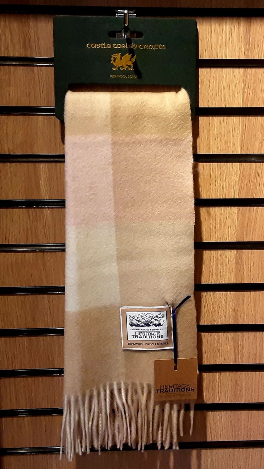 Blush/cream check wool scarf