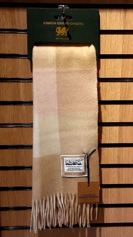 Blush/cream check wool scarf