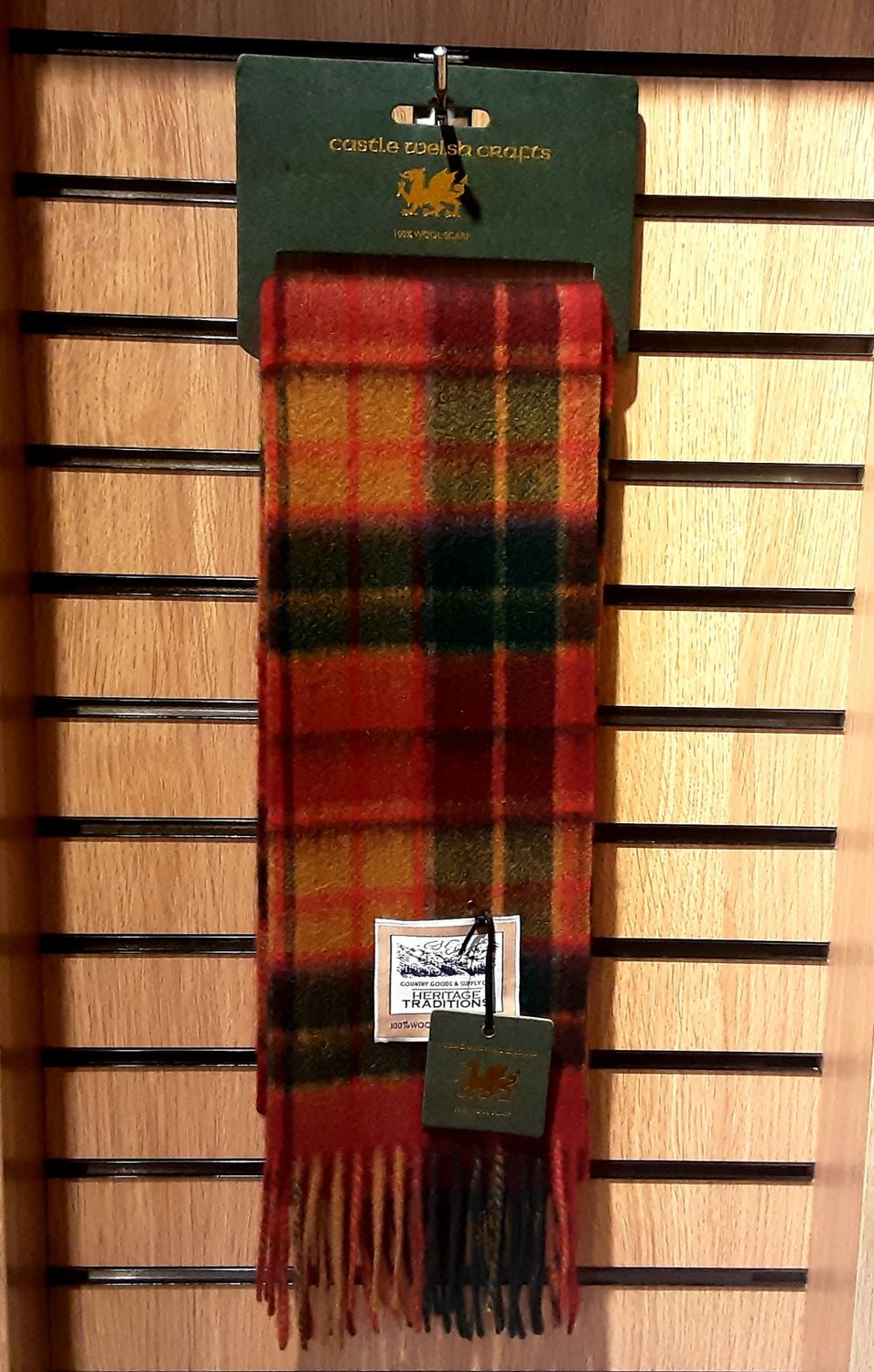 Red, green check Woollen scarf