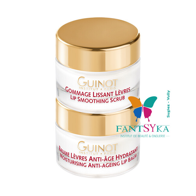 GUINOT LIP PERFECT DUO Soin Lèvres Lissant &amp; anti-âge - Gommage &amp; Baume ( 2x7ml )