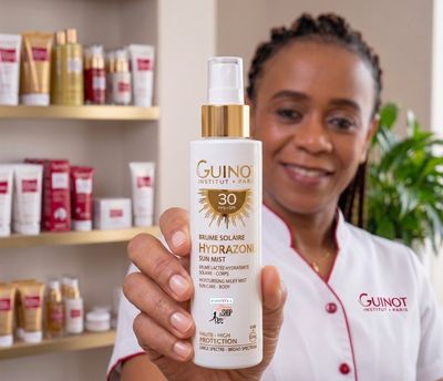 ☀️ GUINOT Brume Solaire Hydrazone - Brume Lactée Hydratante Solaire - Corps FPS 30 ( 150ml )
