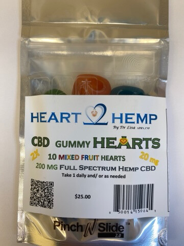 Hemp CBD Gummy Hearts 20 mg each